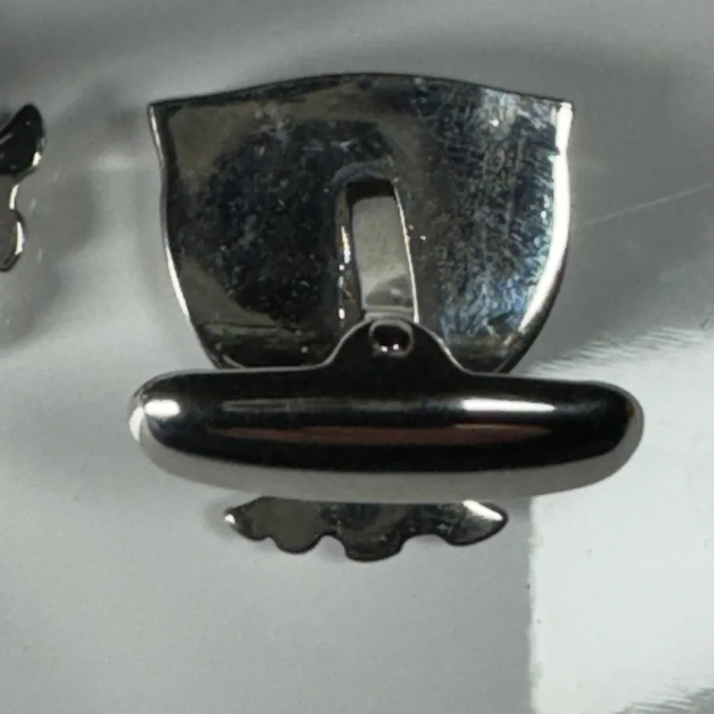 Roundtree & Yorke Silver Money Bag Cufflinks Green Dollar Sign‎